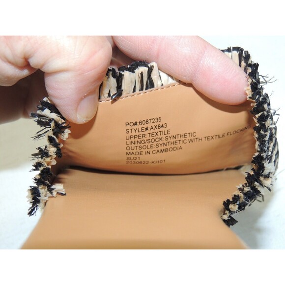 J Crew Factory Black Natural Raffia Flat Beachy Boho Slides Sz. 8.5 - Picture 5 of 5